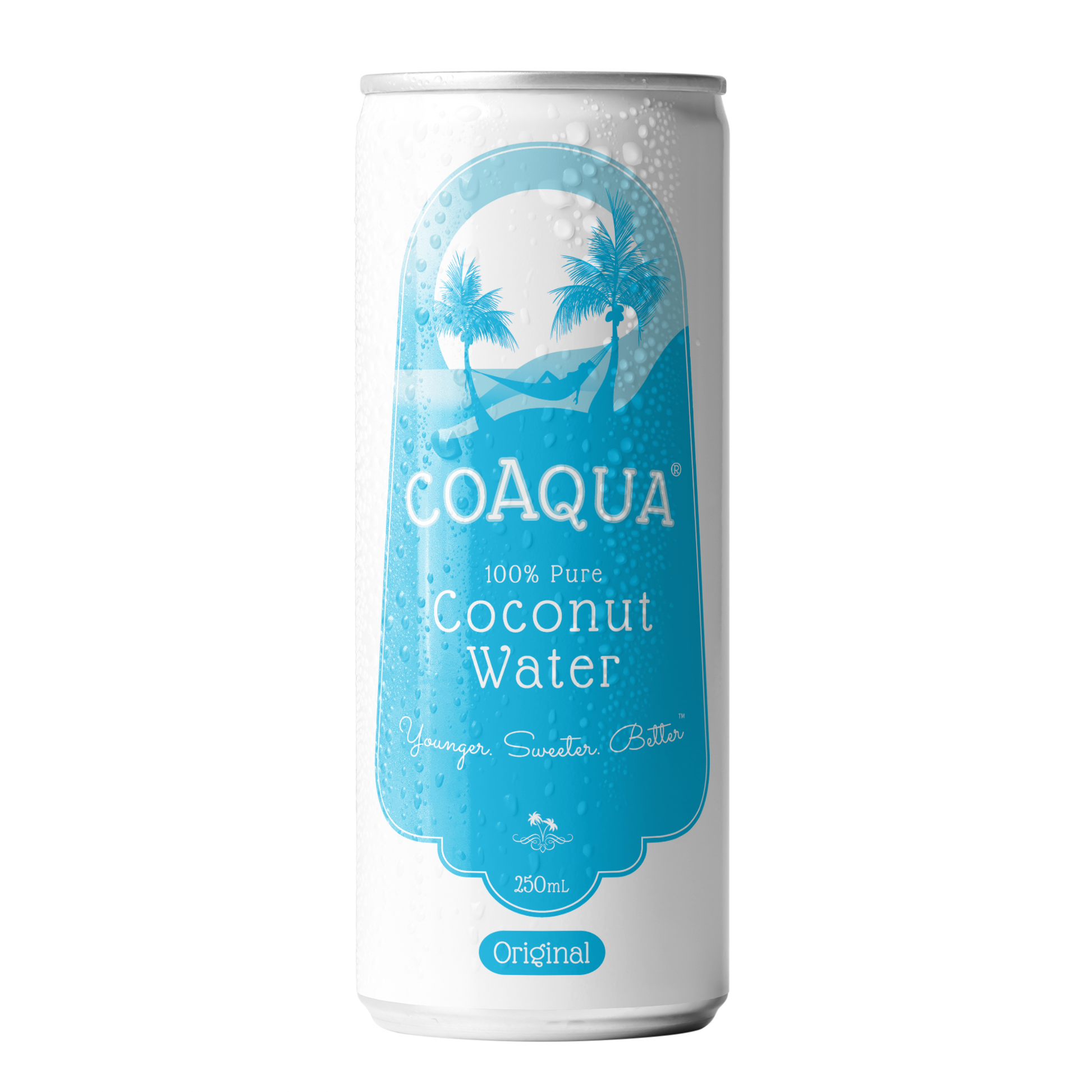CoAqua coconut water can on a white background